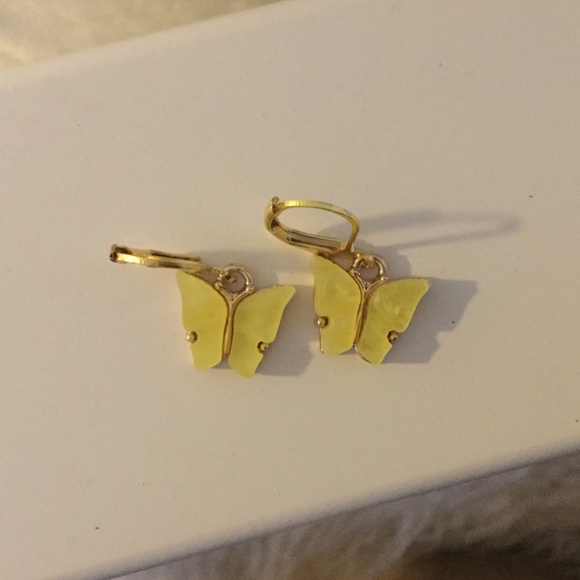 Yellow Butterfly  Earrings - Picture 2 of 6